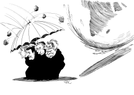 G8 LEADERS UNDER UMBRELLA by Riber Hansson