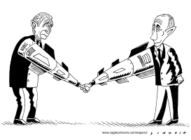 BUSH AND PUTIN AT THE G-8 SUMMIT by Osmani Simanca