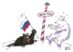 RUSSIA'S FLAG-PLANTING AT THE NORTH POLE  by Christo Komarnitski