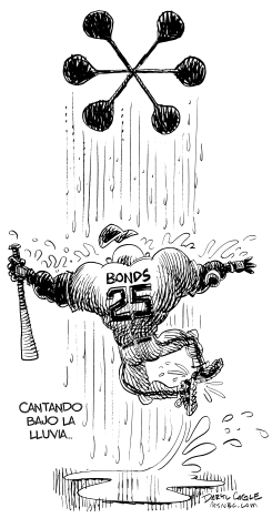 BONDS CANTANDO BAJO LA LLUVIA by Daryl Cagle