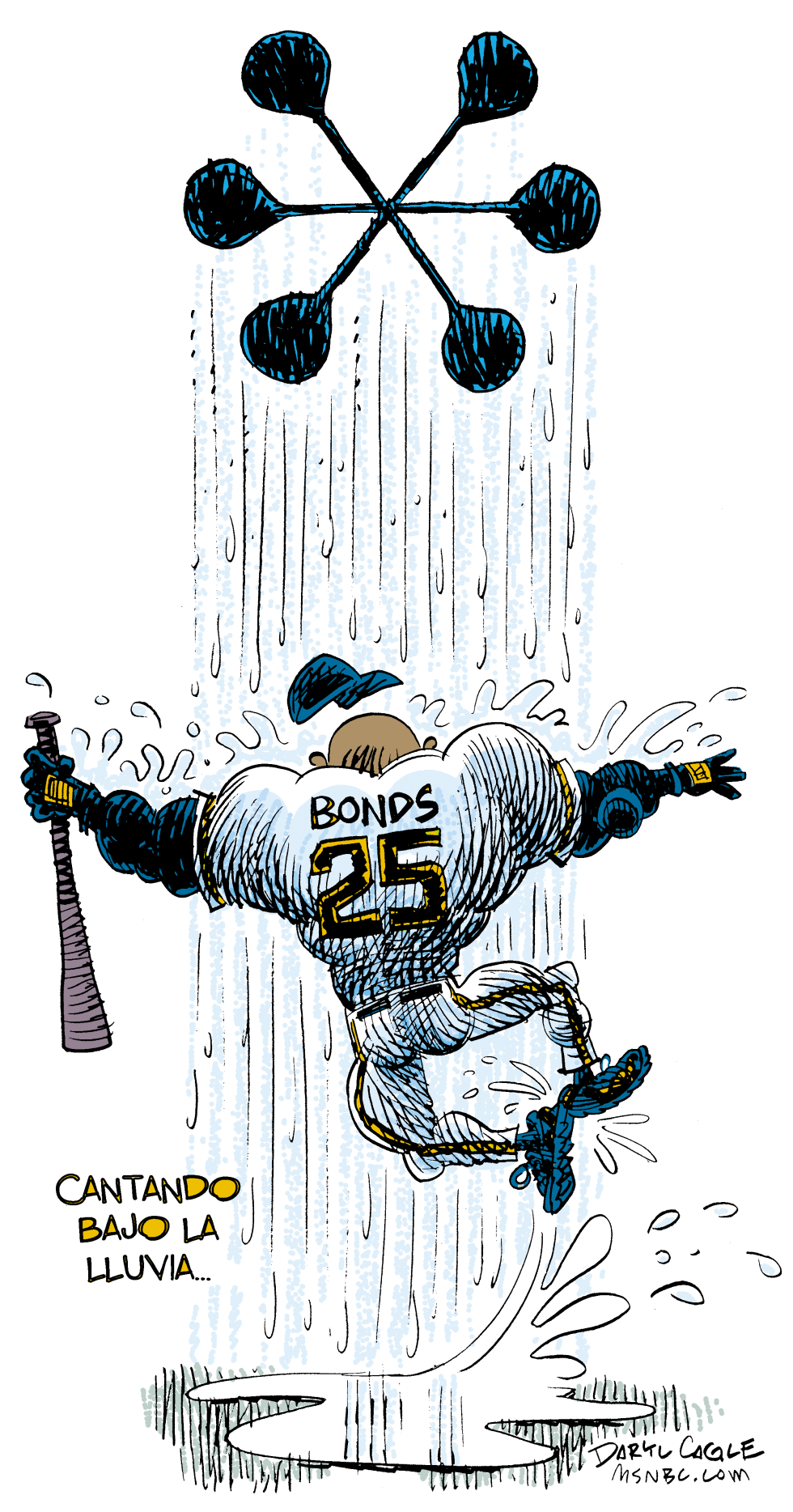  BONDS CANTANDO BAJO LA LLUVIA  by Daryl Cagle