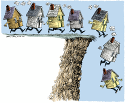 MORTGAGE CRISIS OFF A CLIFF  by Daryl Cagle