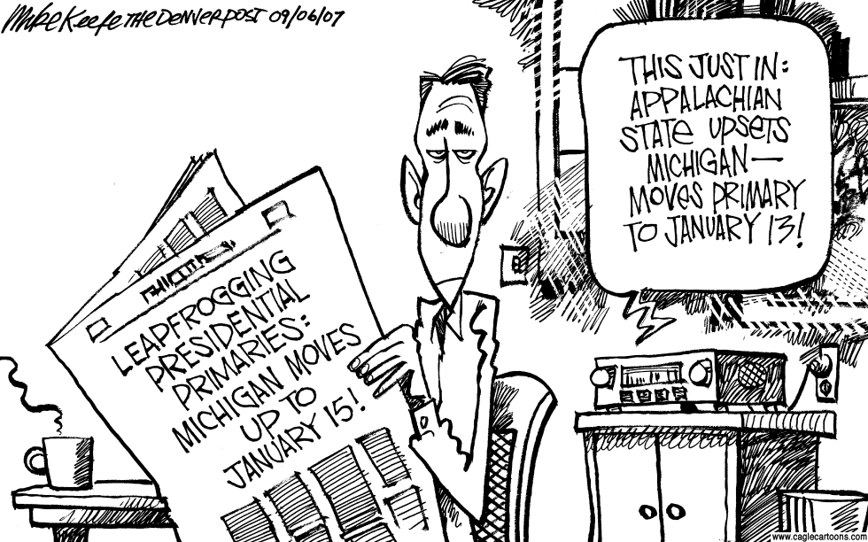  LEAPFROGGING PRIMARIES by Mike Keefe