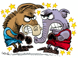 ELEPHANT VS DONKEY  by Daryl Cagle