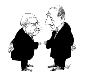 OLMERT AND ABBAS WITH SMALL AND BIG HANDS by Riber Hansson