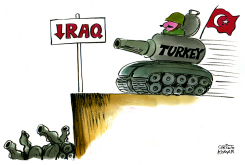 TURKEY GOES TO IRAQ - B&W by Christo Komarnitski