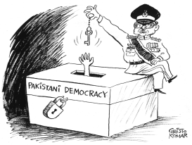 PAKISTANI TRANSITION TO DEMOCRACY - B&W by Christo Komarnitski