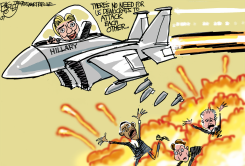 HILLARY BOMBS by Pat Bagley