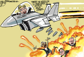 HILLARY BOMBS by Pat Bagley