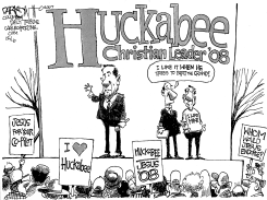 VOTE HUCKABEE FOR CHRISTS SAKE by John Darkow