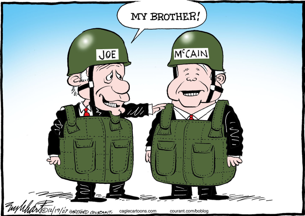  LIEBERMAN ENDORSES MCCAIN  by Bob Englehart