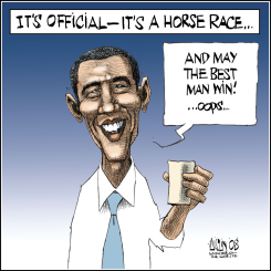 OBAMA HORSE-RACE, NEW HAMPSHIRE by Aislin