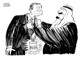 GEORGE W. BUSH & SAUDI ARABIA'S KING ABDULLAH - B&W by Christo Komarnitski