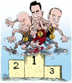 THREE IN FIRST PLACE  by Daryl Cagle