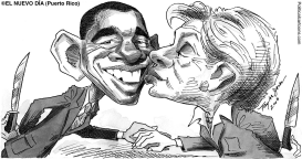 HILLARY KISSES OBAMA by Taylor Jones