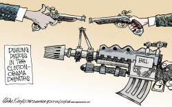 DUELING PISTOLS by Mike Keefe