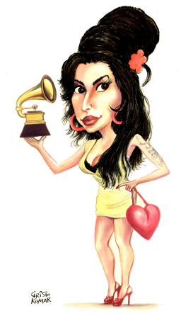 AMY WINEHOUSE WITH GRAMMY  by Christo Komarnitski