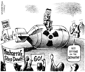 MUSHARRAF STICKS TO POWER by Patrick Chappatte