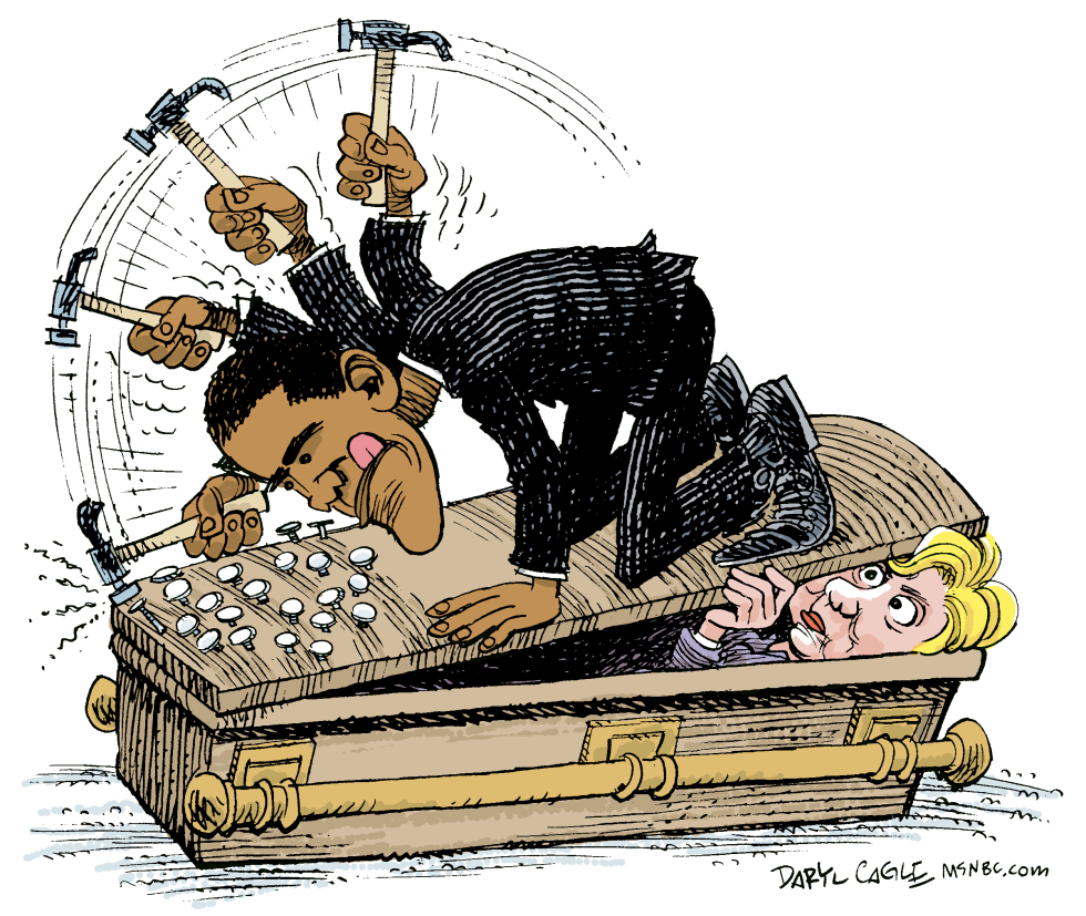  CLAVOS EN EL ATAUD OBAMA-HILLARY  by Daryl Cagle