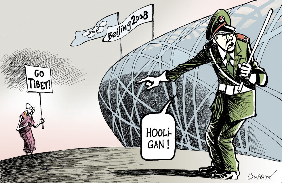  DALAI LAMA SLAMS CHINESE REPRESSION by Patrick Chappatte