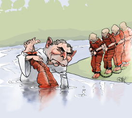 BUSH BAPTIZING PRISONERS by Riber Hansson