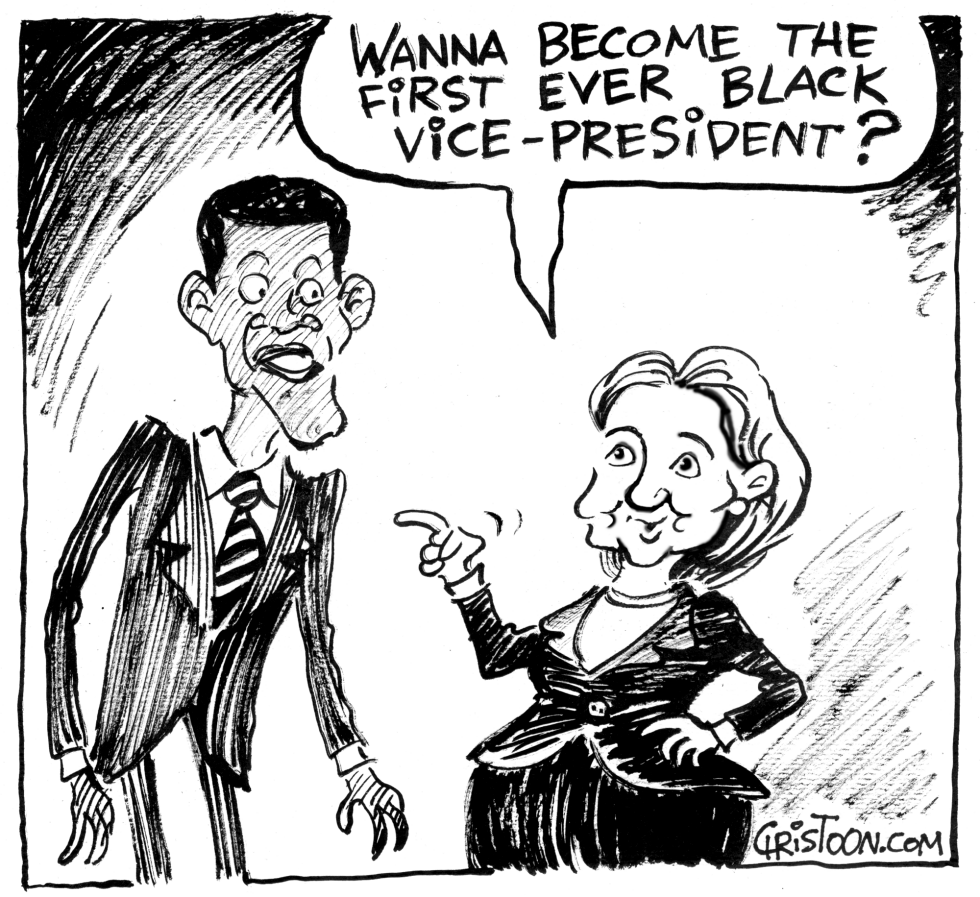  HILLARYS SUGGESTION OF VICE PRESIDENCY - B&W by Christo Komarnitski