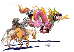 DON QUIXOTE WATCHING CHINESE DRAGON by Riber Hansson