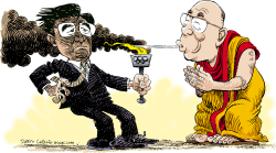 HU, DALAI LAMA AND OLYMPIC TORCH  by Daryl Cagle