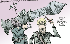 MESSAGE FROM HAMAS by Mike Keefe