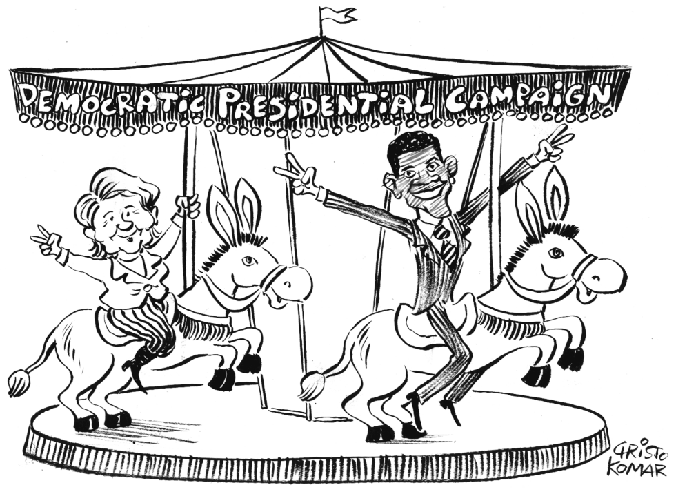  DEMOCRATIC MERRY-GO-ROUND - B&W by Christo Komarnitski