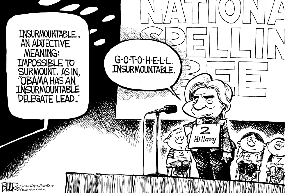  HILLARY SPELLING BEE by Nate Beeler