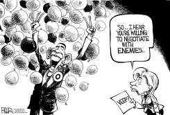 HILLARY NEGOTIATES by Nate Beeler