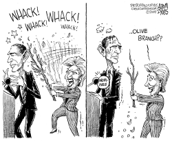 HILLARY EXTENDS A BRANCH by Adam Zyglis