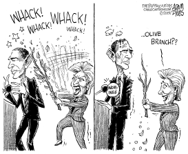 HILLARY EXTENDS A BRANCH by Adam Zyglis