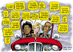 HILLARY HARPS AT OBAMA TO BE VP  by Daryl Cagle