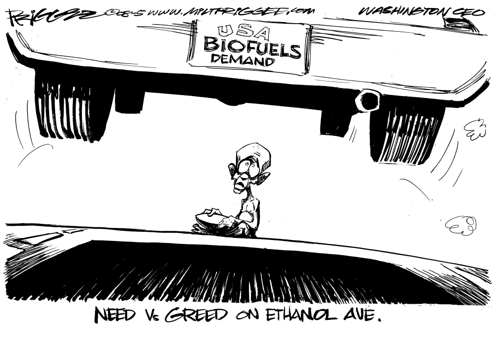  GREED VS NEED by Milt Priggee