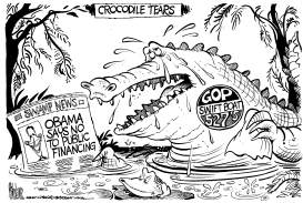 GOP OBAMA CROCODILE TEARS by Mike Lane