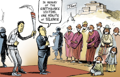 OLYMPIC TORCH IN TIBET by Patrick Chappatte