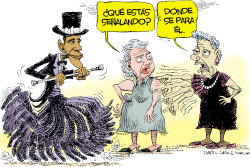 DONDE SE PARA OBAMA  by Daryl Cagle