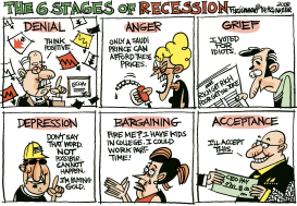 6 STAGES OF RECESSION by David Fitzsimmons