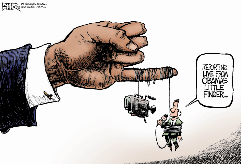  OBAMA AND THE MEDIA by Nate Beeler