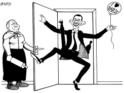 OBAMA BACK FROM EUROPE by Rainer Hachfeld