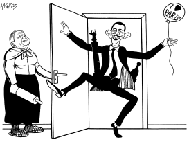 OBAMA BACK FROM EUROPE by Rainer Hachfeld