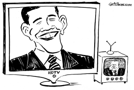 OBAMA TV SET - B&W by Christo Komarnitski