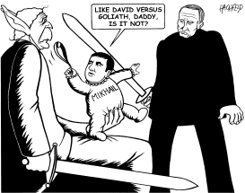 BUSH, SAKASHVILI, PUTIN by Rainer Hachfeld