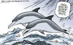 DOLPHIN TALK by Mike Keefe