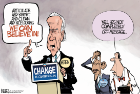 BIDEN STAYS ON MESSAGE by Nate Beeler