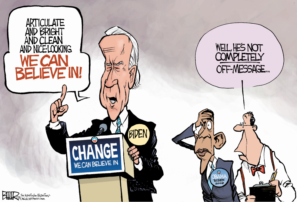  BIDEN STAYS ON MESSAGE by Nate Beeler