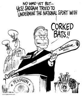 SADDAMS CORKED BAT AND RUMMY by Mike Lane