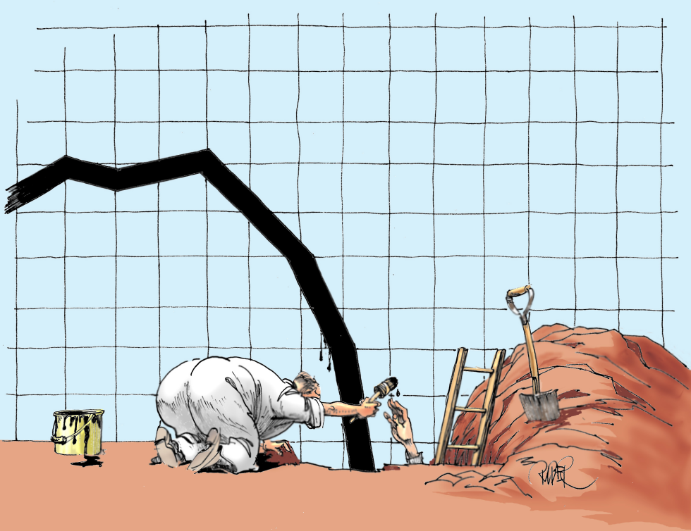  MEN DIGGING FOR ECONOMY CURVE by Riber Hansson